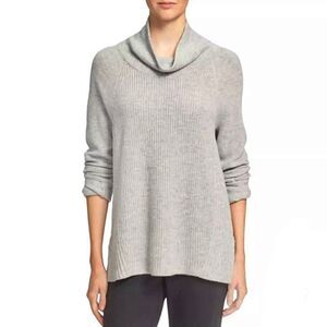 Vince Ribbed Gray Wool Cashmere Turtleneck Sweater Side Zippers Size Small